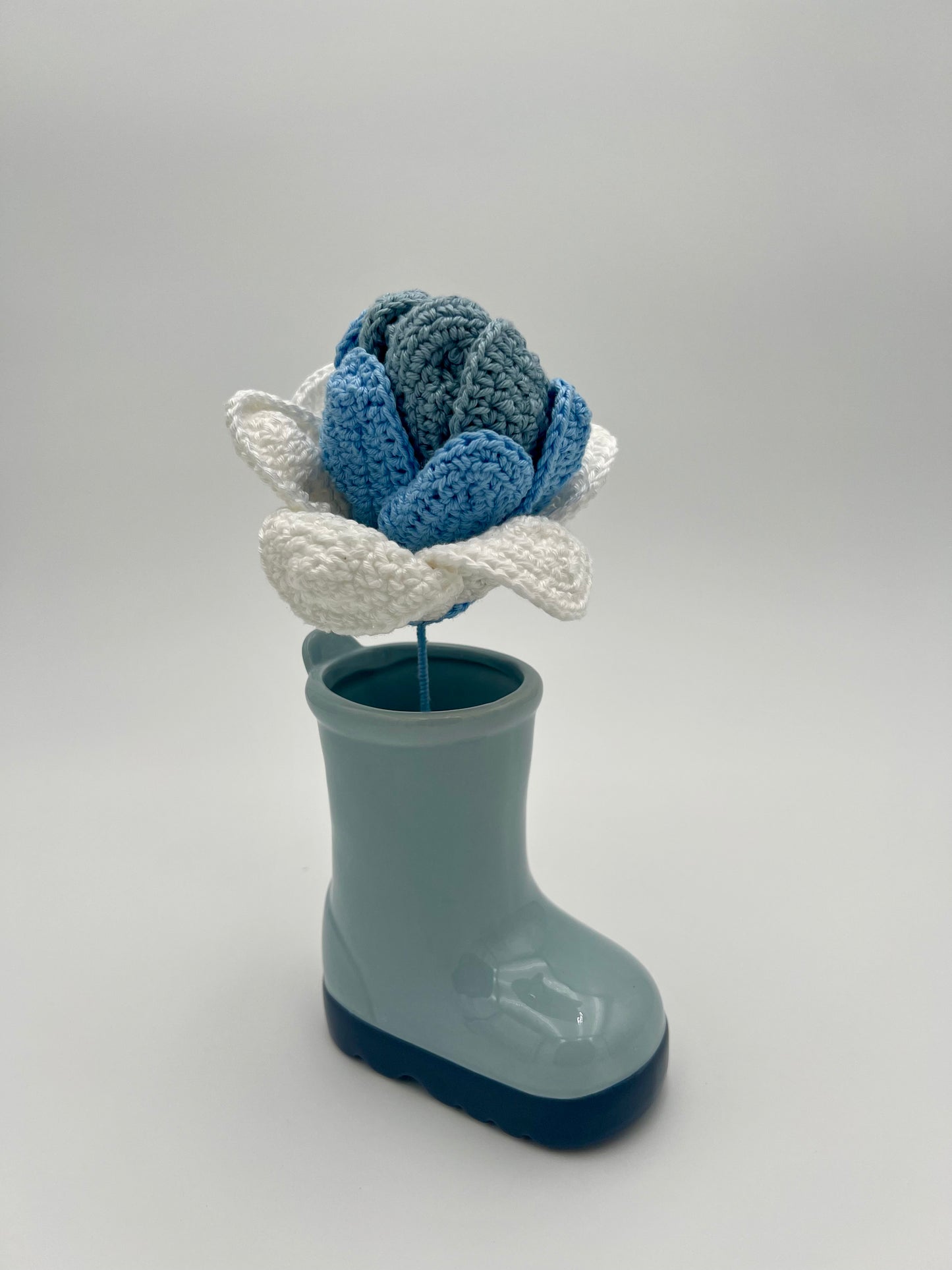 Crochet Flower Cowboy Boot Vase