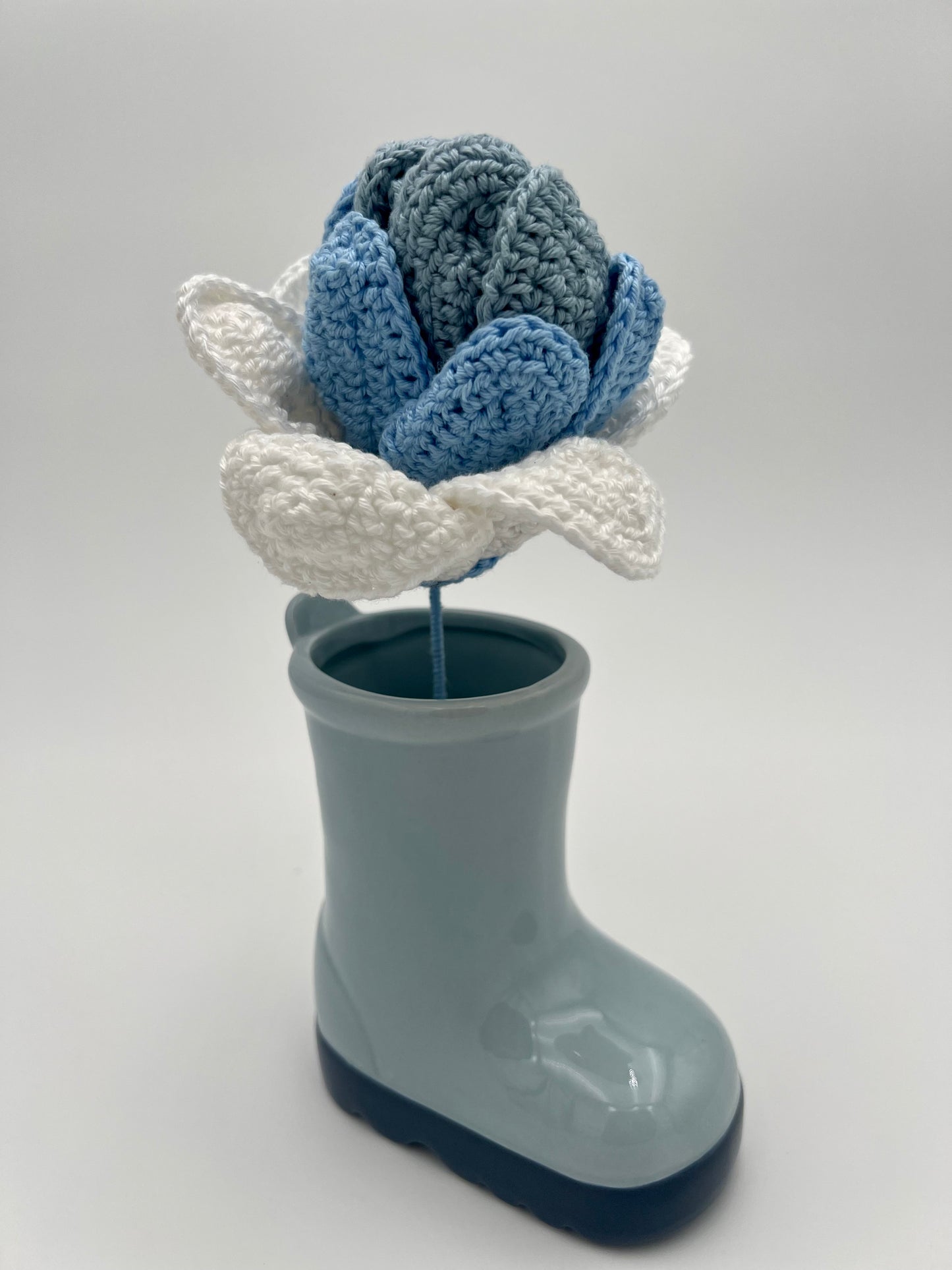 Crochet Flower Cowboy Boot Vase