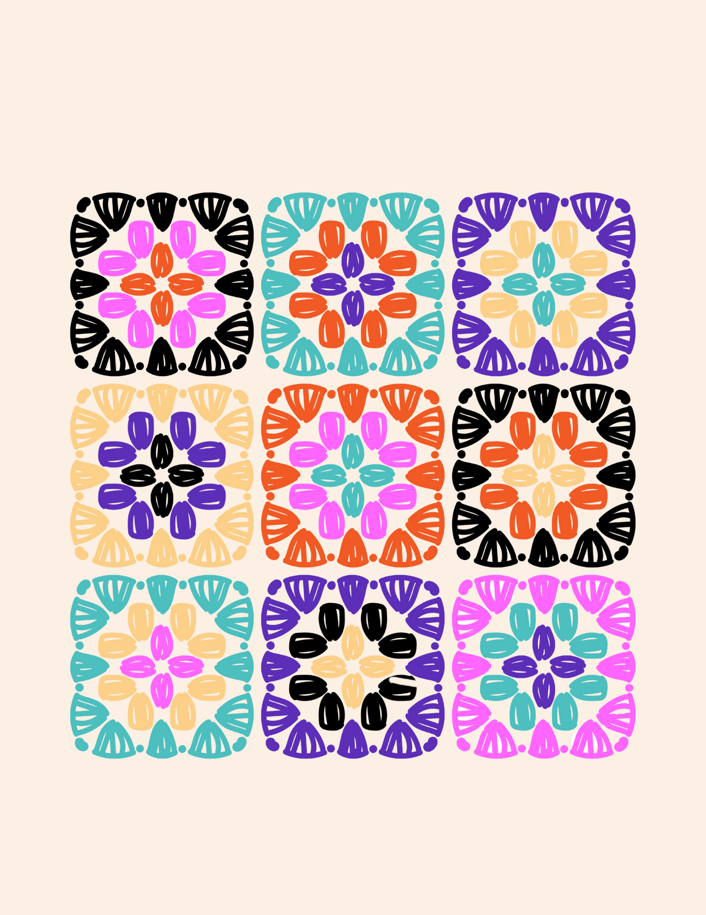 Granny Squares Crochet Art Print