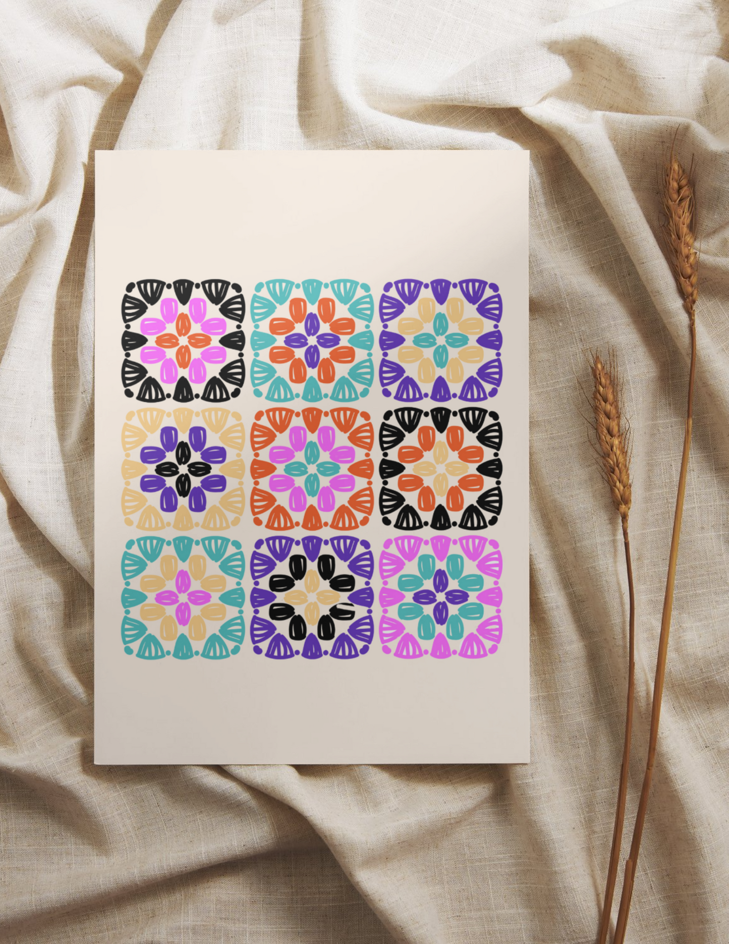 Granny Squares Crochet Art Print